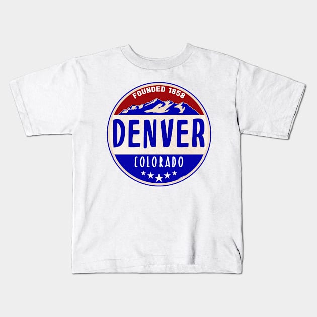 DENVER COLORADO ROCKY MOUNTAINS MILE HIGH CITY Kids T-Shirt by TravelTime